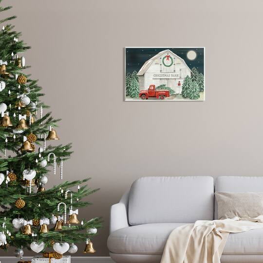 Stupell Industries Nighttime Christmas Barn Farm Wall Plaque Art